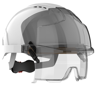 JSP EVO VISTAlens White/Smoke Vented Safety Helmet with Integrated Overspec